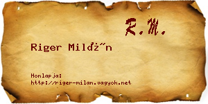 Riger Milán névjegykártya